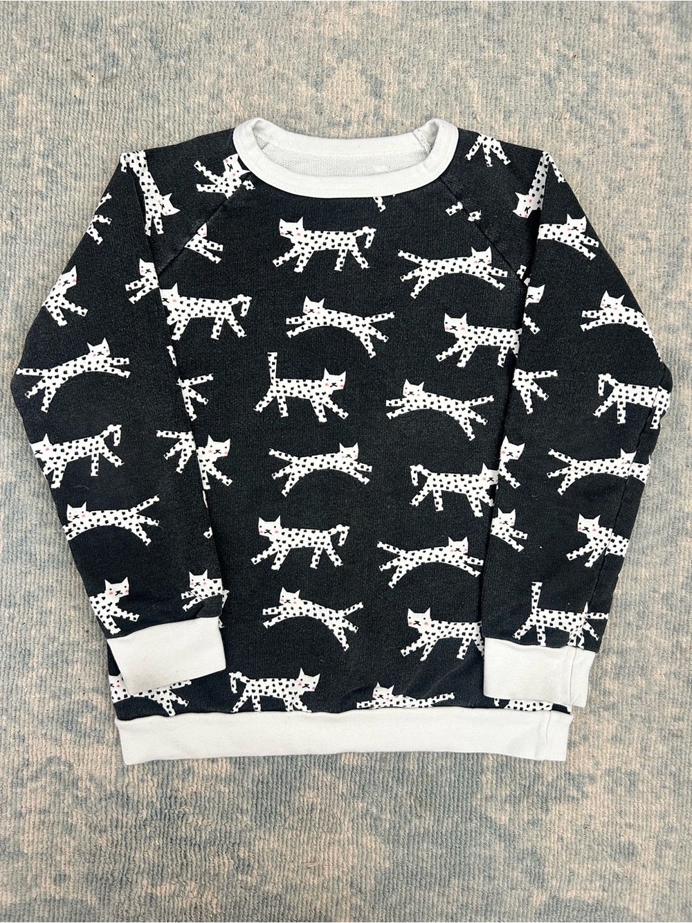 Winter Water Factory Organic Cotton Sweatshirt - Size 10- Black with white cats